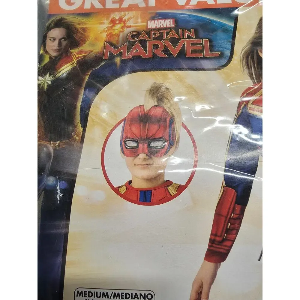 Marvel Captain Marvel Childs Costume Medium 8-10 Rubies NWT